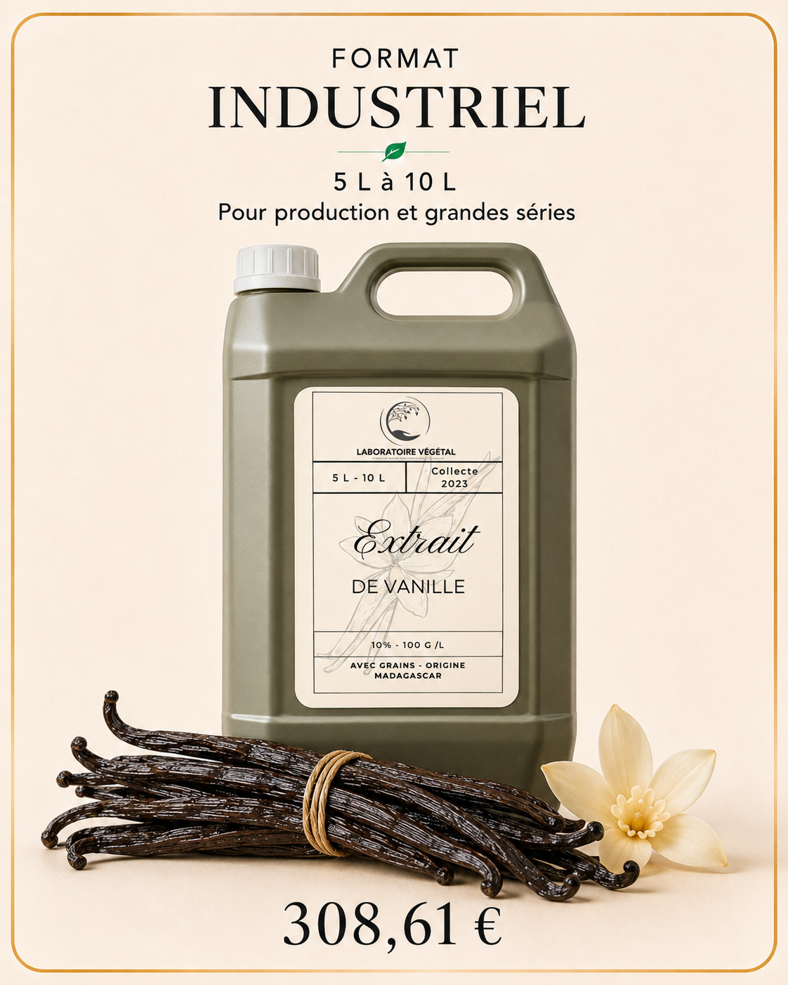 Format Industriel 5 L à 10 L - extrait de vanille réaliste