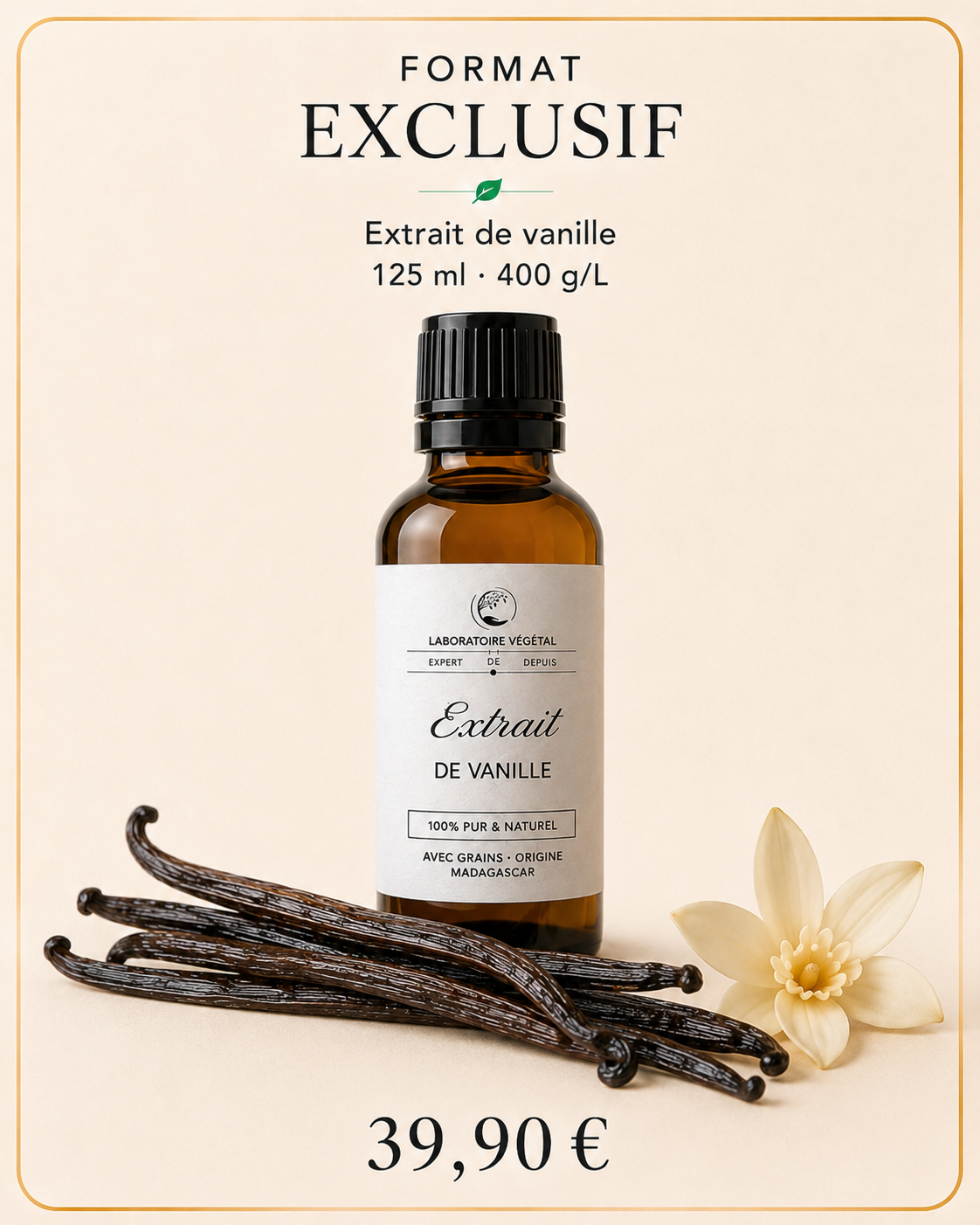 Format Exclusif 125 ml 400 g/L - extrait de vanille réaliste